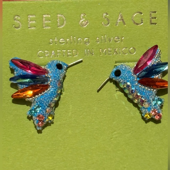 ✨ Seed & Sage Sterling Silver Hummingbird Earrings – Handcrafted in Mexico ✨ - Picture 7 of 11
